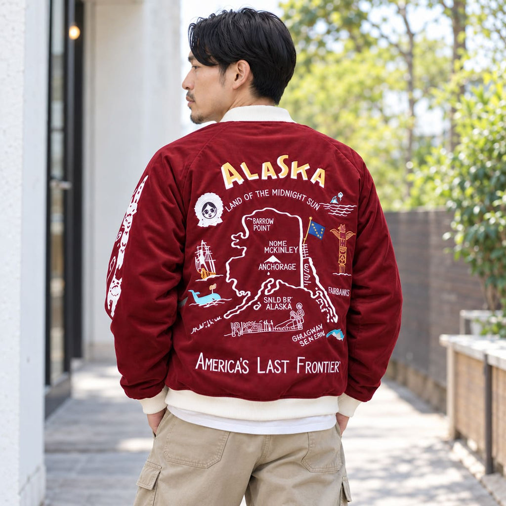 HOUSTON 51619 ALASKA MAP 別珍スカジャン 9