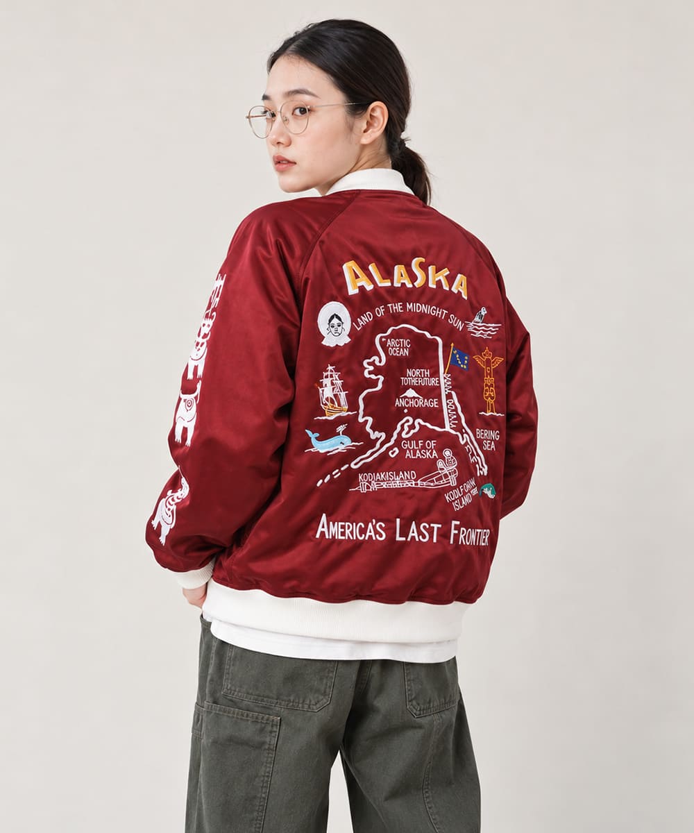 HOUSTON 51619 ALASKA MAP 別珍スカジャン 4