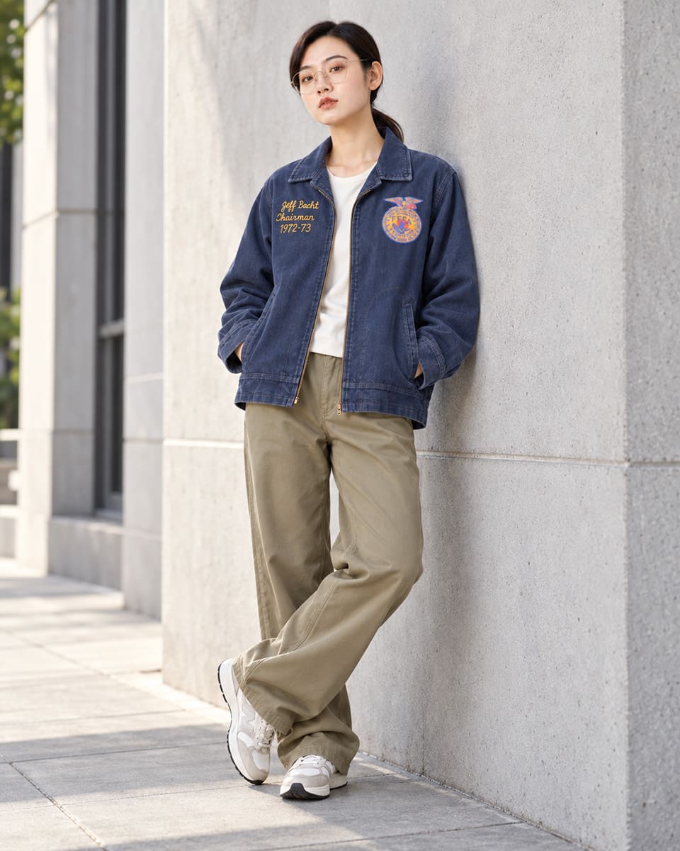 HOUSTON 51654 WASHED CORDUROY FFA JACKET ネイビー 画像9