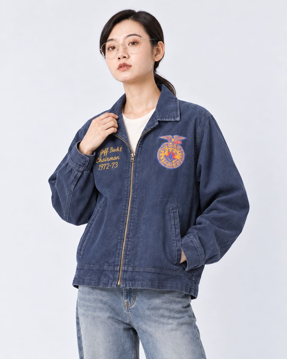 HOUSTON 51654 WASHED CORDUROY FFA JACKET ネイビー 画像10