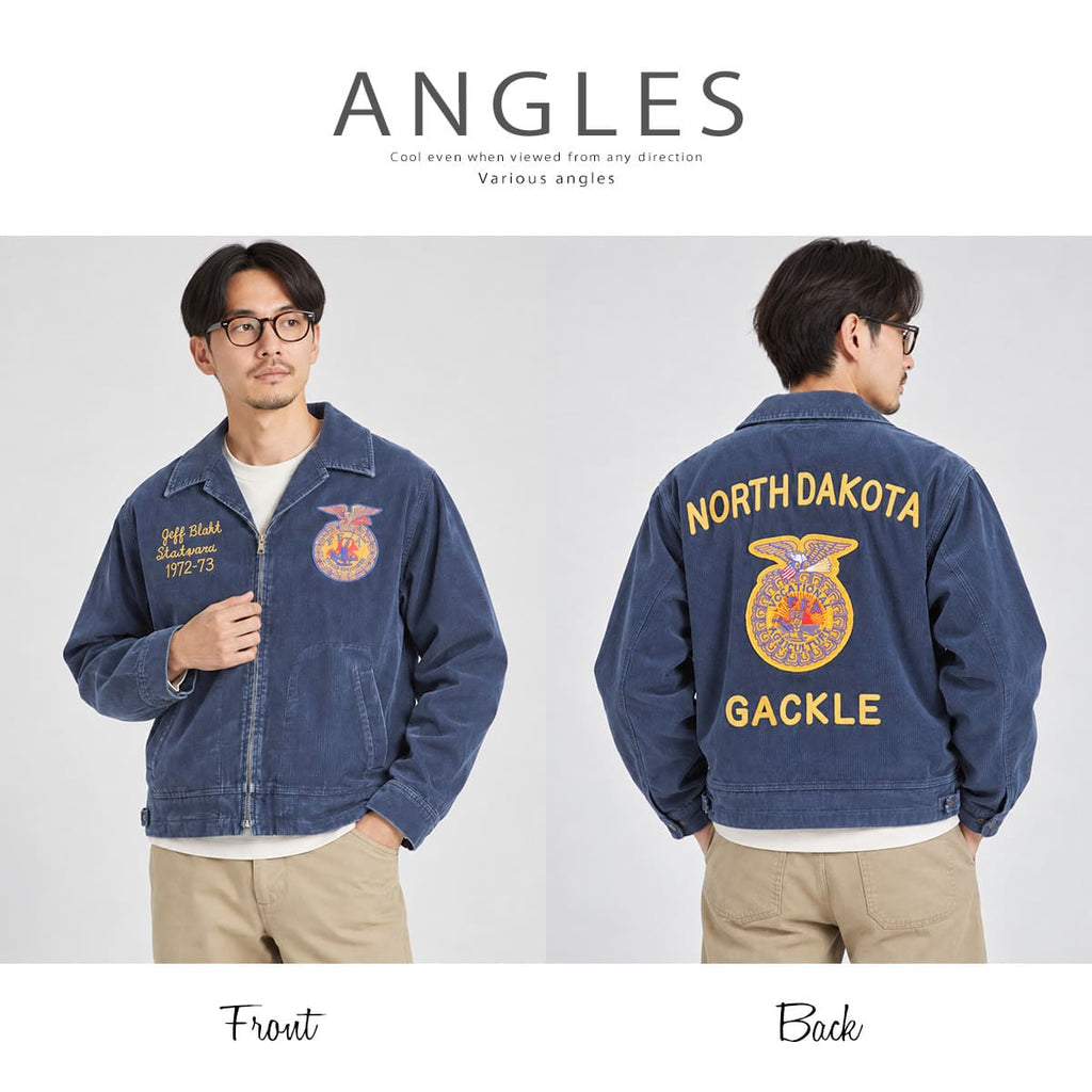 HOUSTON 51654 WASHED CORDUROY FFA JACKET ネイビー 画像5