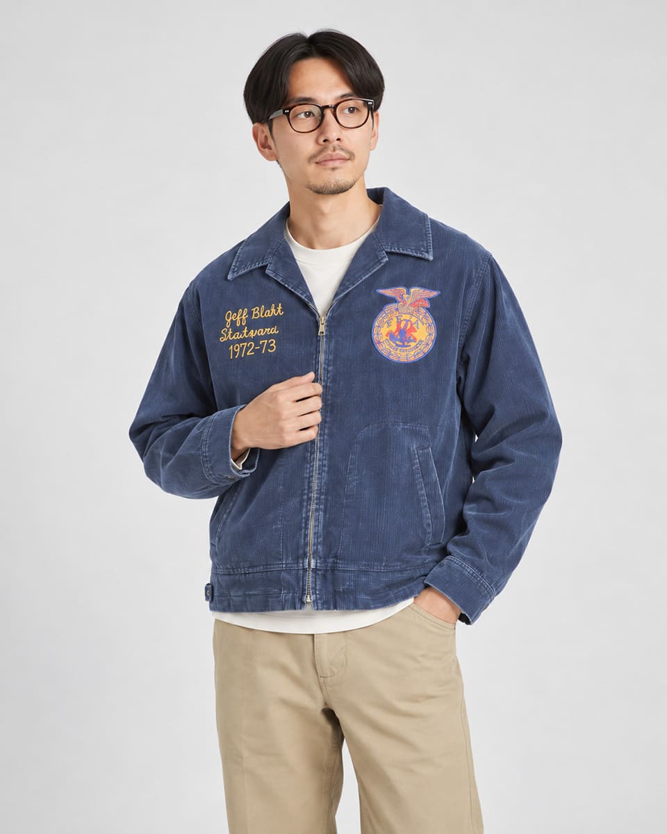 HOUSTON 51654 WASHED CORDUROY FFA JACKET ネイビー 画像6