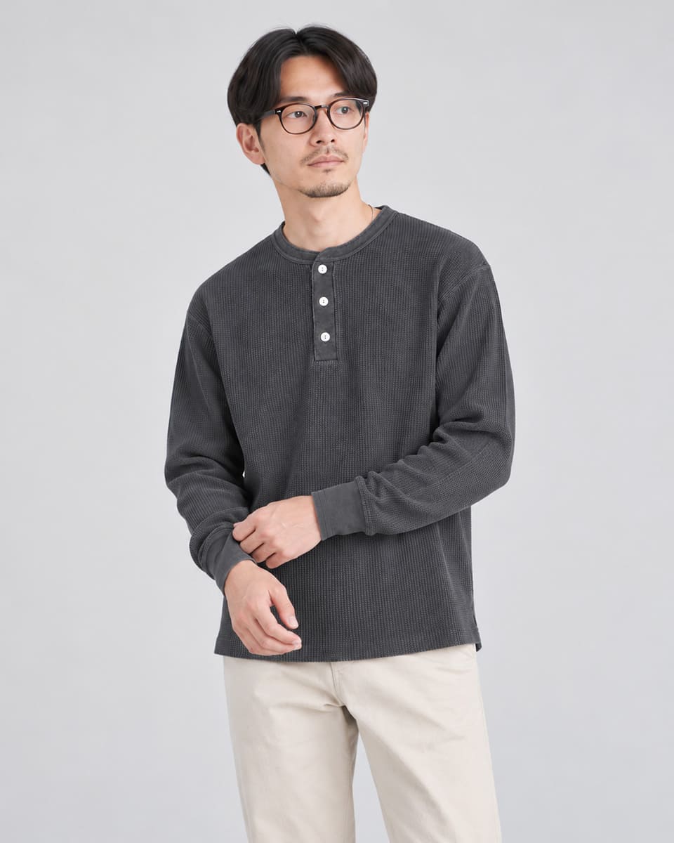 Healthknit 52020 サーマルキング ワッフル ヘンリーネック 長袖 10
