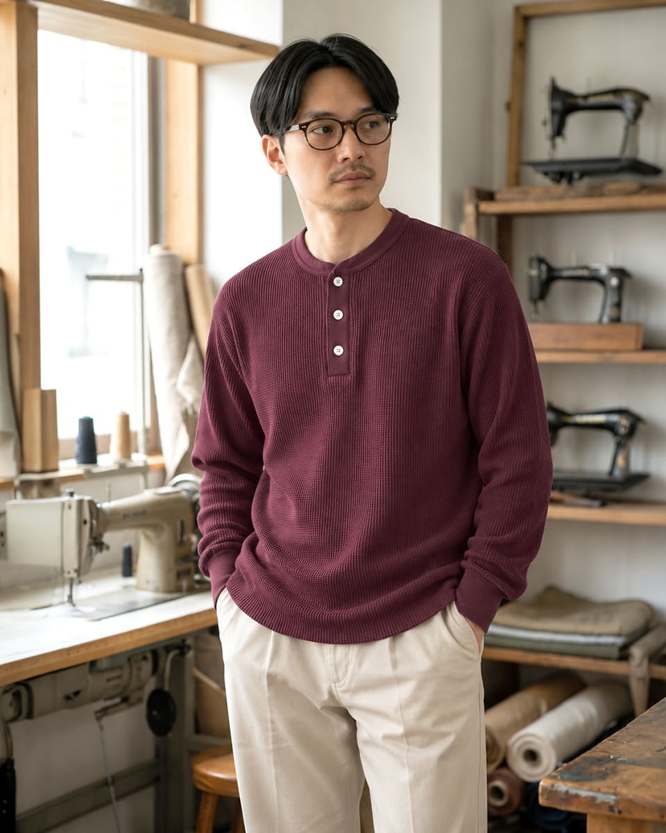 Healthknit 52020 サーマルキング ワッフル ヘンリーネック 長袖 6