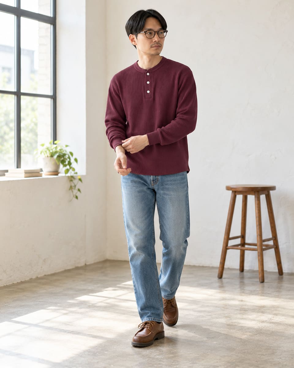 Healthknit 52020 サーマルキング ワッフル ヘンリーネック 長袖 7