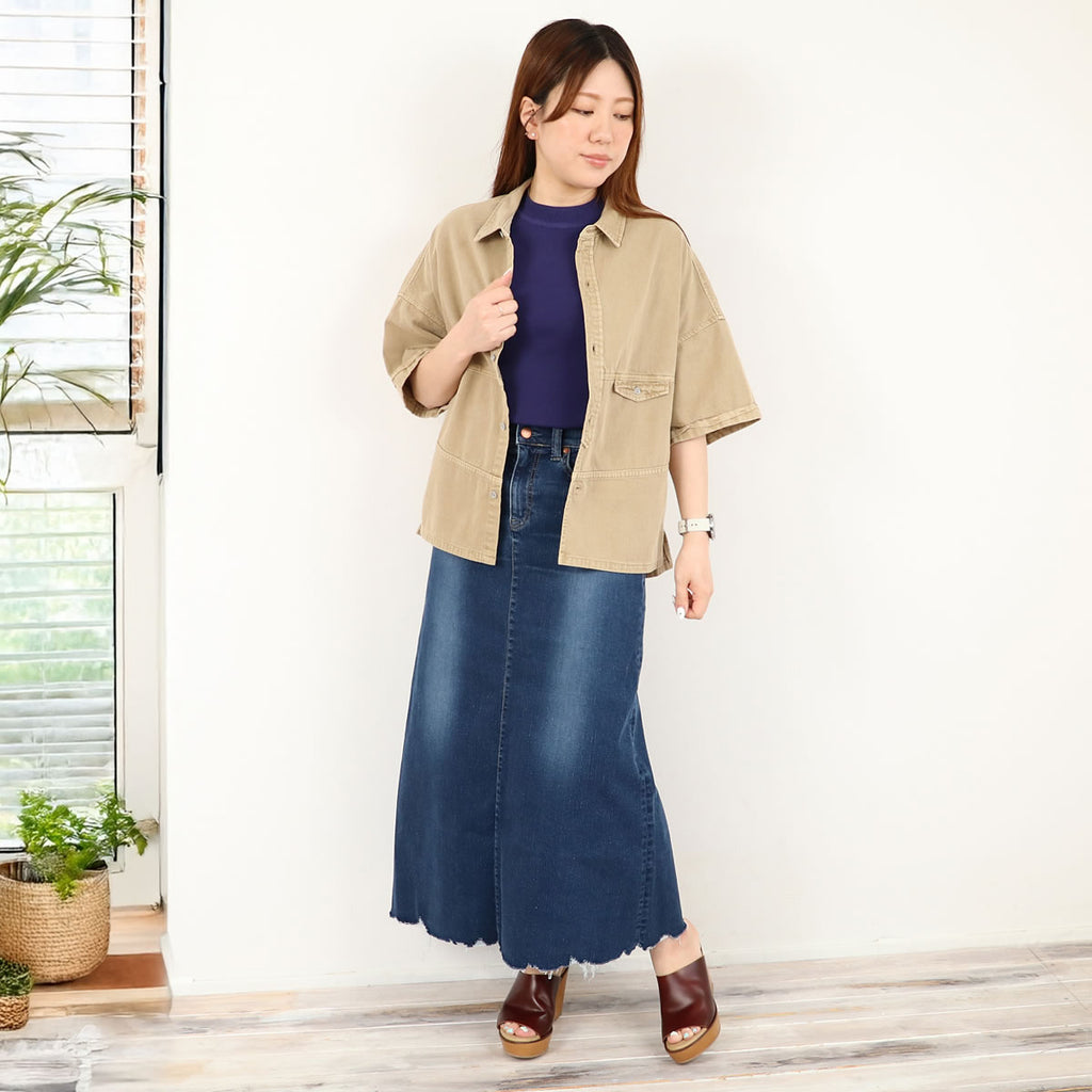 クロッシェ コンパクトニット CLOCHE 5分袖 ニット トップス ( 652-85509 552-85512 ) コンパクトシルエット 夏ニット 裾スリット 通勤コーデ ストレッチ インナー レディース クロシェ カジュアル キレイめ おしゃれ 画像7