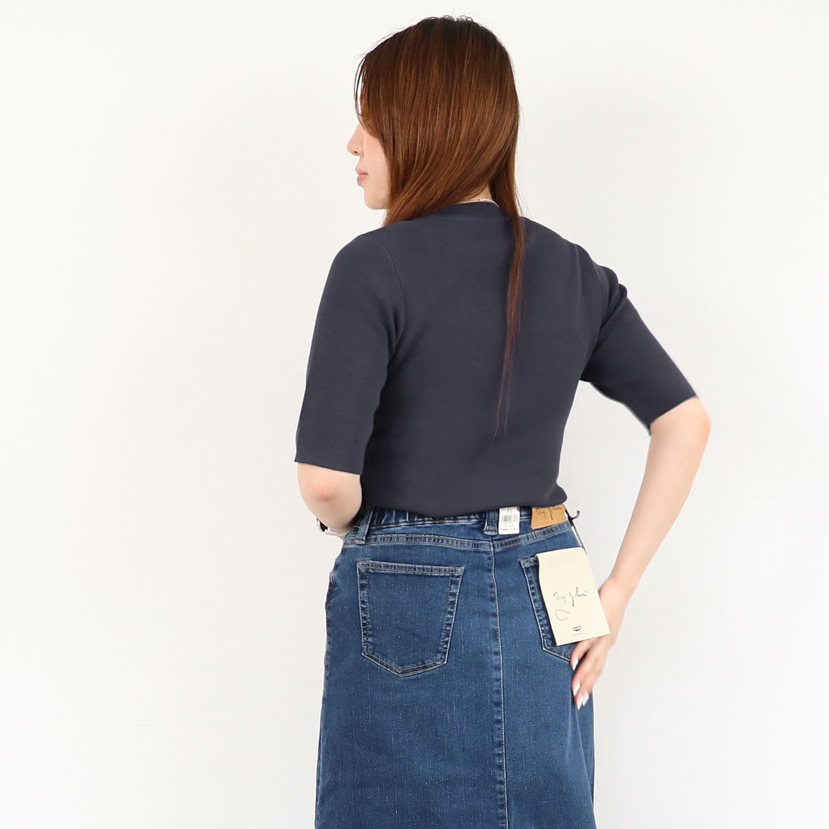 クロッシェ コンパクトニット CLOCHE 5分袖 ニット トップス ( 652-85509 552-85512 ) コンパクトシルエット 夏ニット 裾スリット 通勤コーデ ストレッチ インナー レディース クロシェ カジュアル キレイめ おしゃれ 画像8