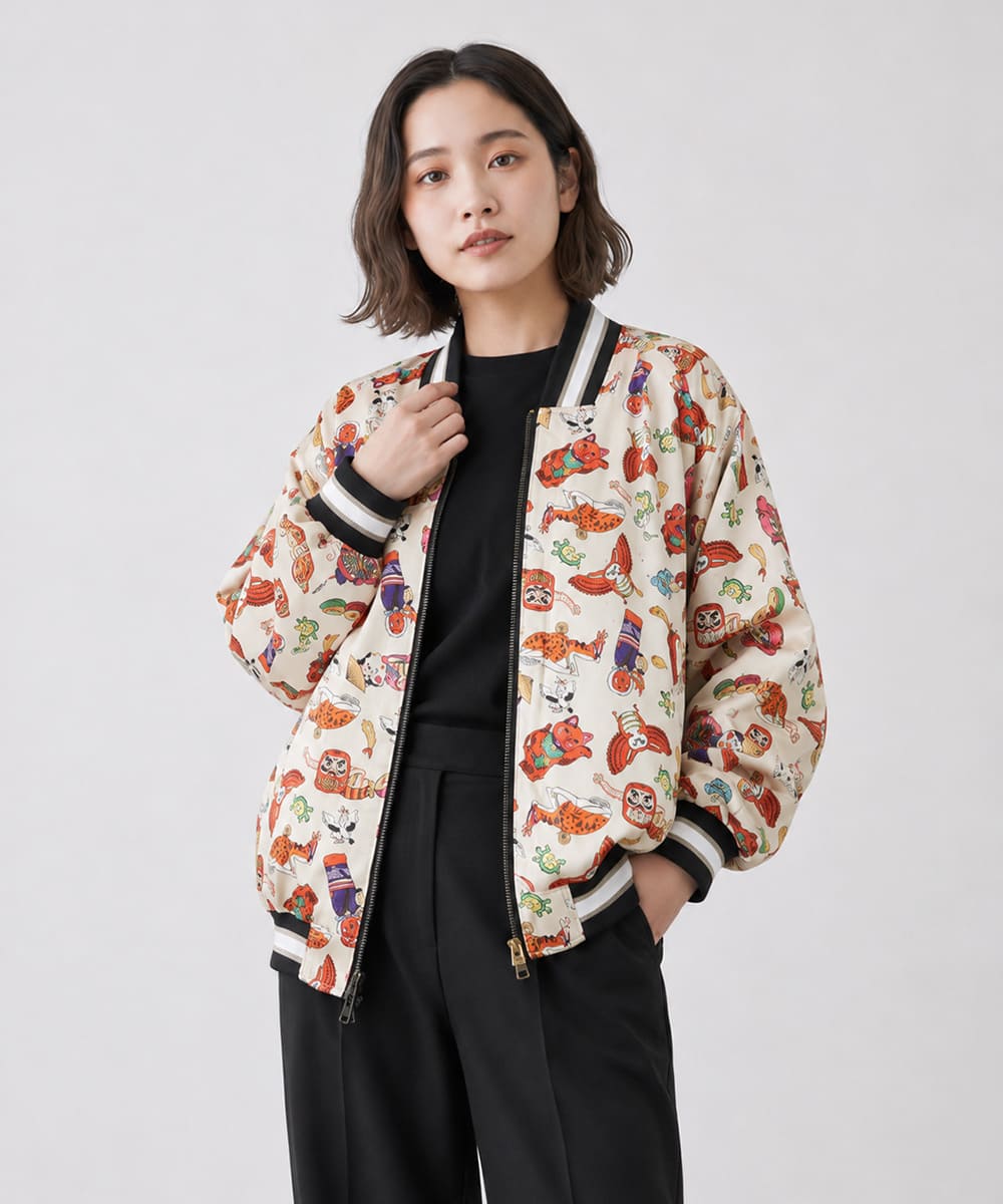倭物やカヤ×鈴木ひょっとこ 龍虎 スカジャン リバーシブルジャケット - 画像13