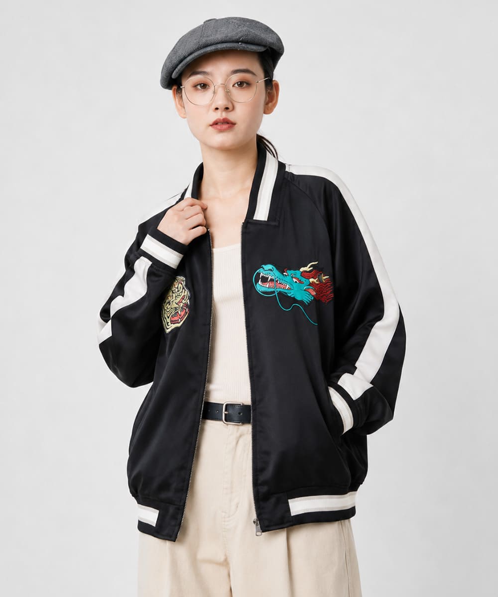 倭物やカヤ×鈴木ひょっとこ 龍虎 スカジャン リバーシブルジャケット - 画像7