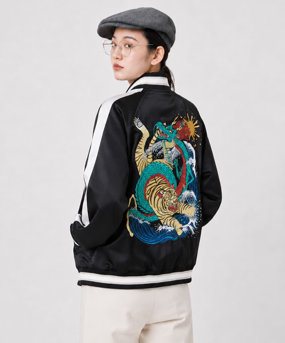 倭物やカヤ×鈴木ひょっとこ 龍虎 スカジャン リバーシブルジャケット - 画像9