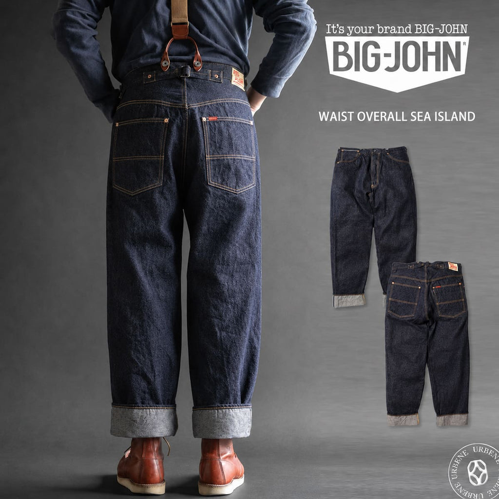 BIG JOHN WAISTOVERALL ジーンズ 海島綿 14オンス セルビッチデニム ワイドストレート M101S(001)