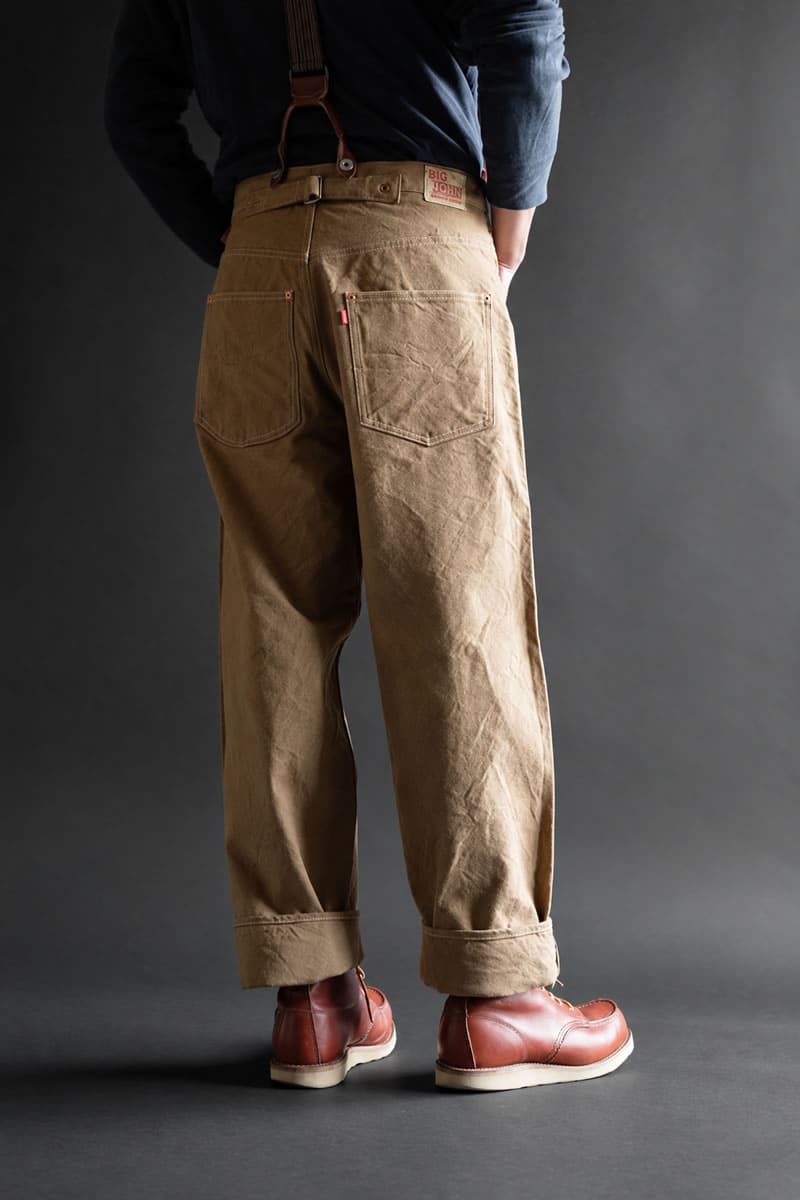 【ジーンズのルーツ ウエストオーバーオール】ブラウンダックパンツ ビッグジョン 14オンス セルビッチ ワイドストレート BIG JOHN WAISTOVERALL DUCK (M101S(41)) ブラウンコットンリラックスフィット ボタンフライ メンズ - 画像6