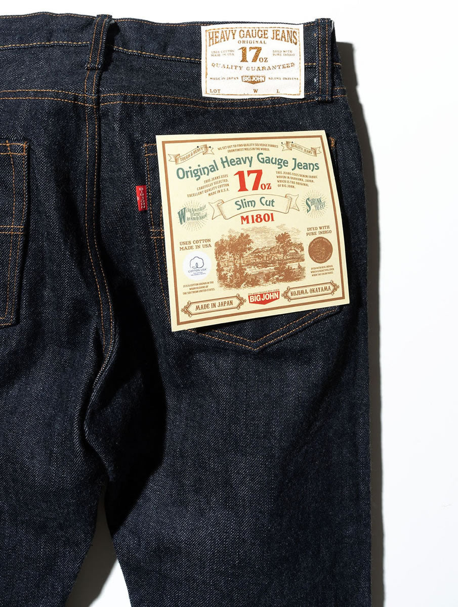 BIG JOHN ビッグジョン 17oz ヘビーゲージジーンズ スリム M1801-001 ワンウォッシュ 画像8