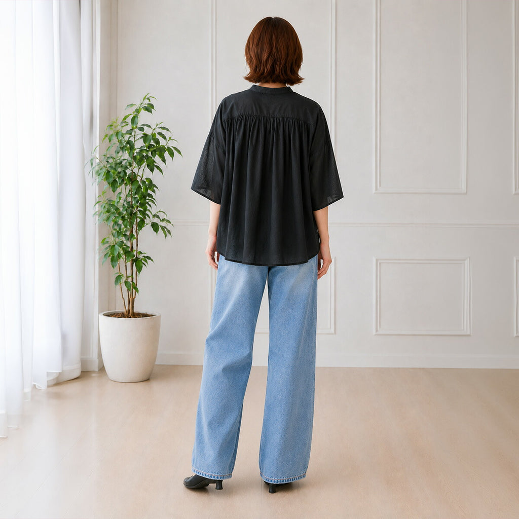 Brocante シスフロンセシャツ ブラック 19-9 バックスタイル
