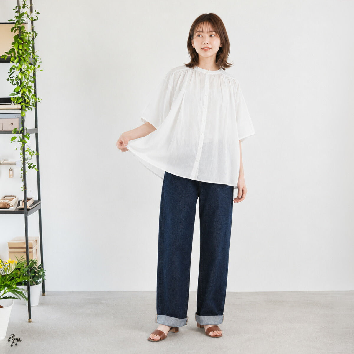 Brocante シスフロンセシャツ ホワイト 31-9 着用イメージ