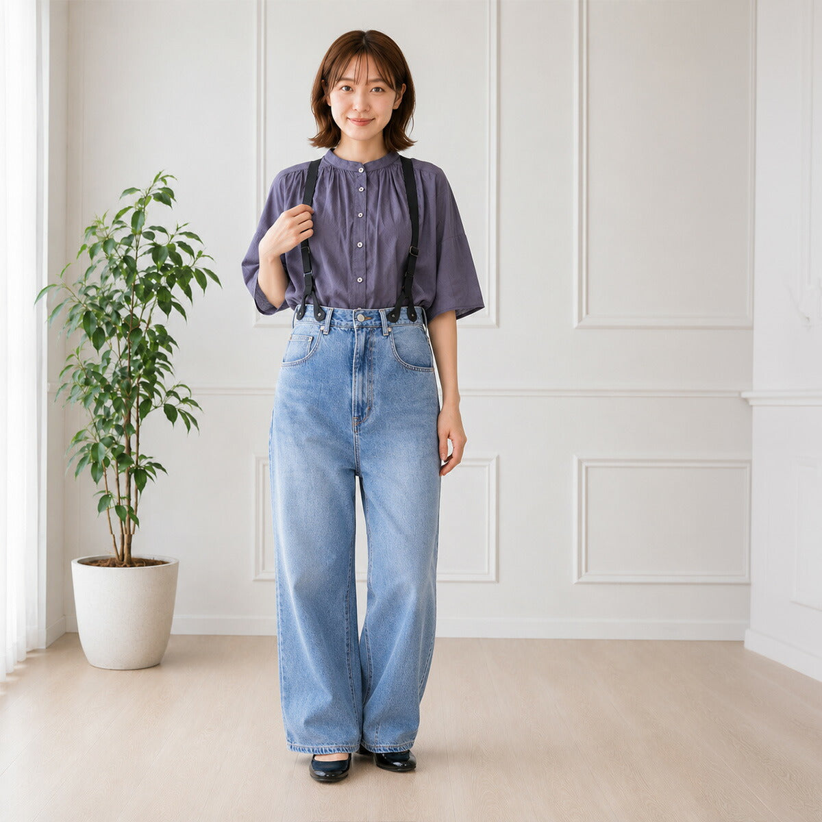 Brocante シスフロンセシャツ チャコールグレー 18-9 着用イメージ