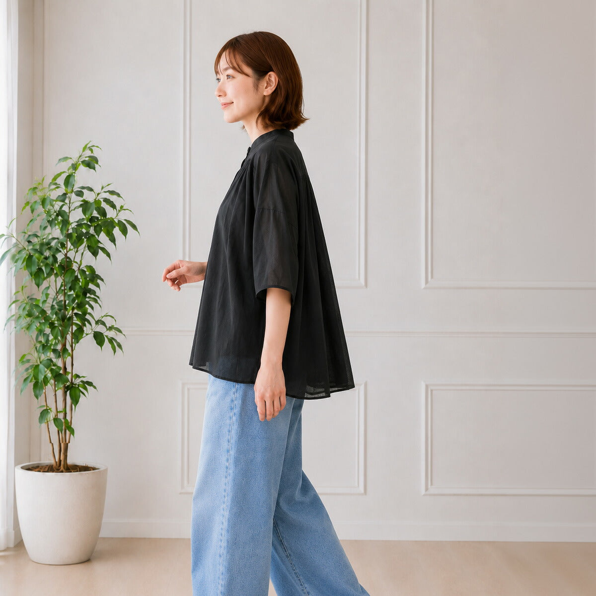 Brocante シスフロンセシャツ ブラック 19-9 着用イメージ