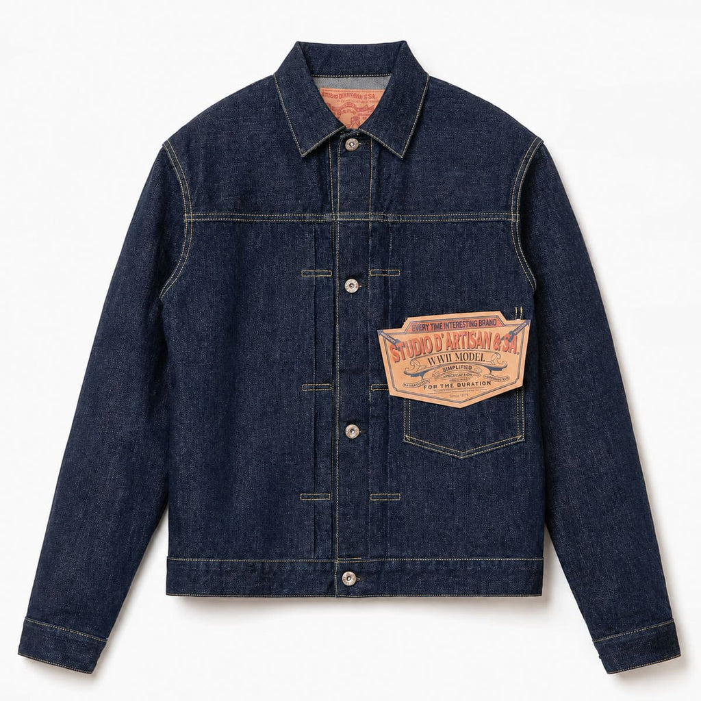【WW2 大戦Gジャン】ステュディオ・ダ・ルチザン STUDIO D'ARTISAN D4677 16oz 大戦デニムジャケット メンズ セルヴィッジデニム Tバック 月桂樹ボタン 大戦モデル ヴィンテージ アメカジ ワンウォッシュ