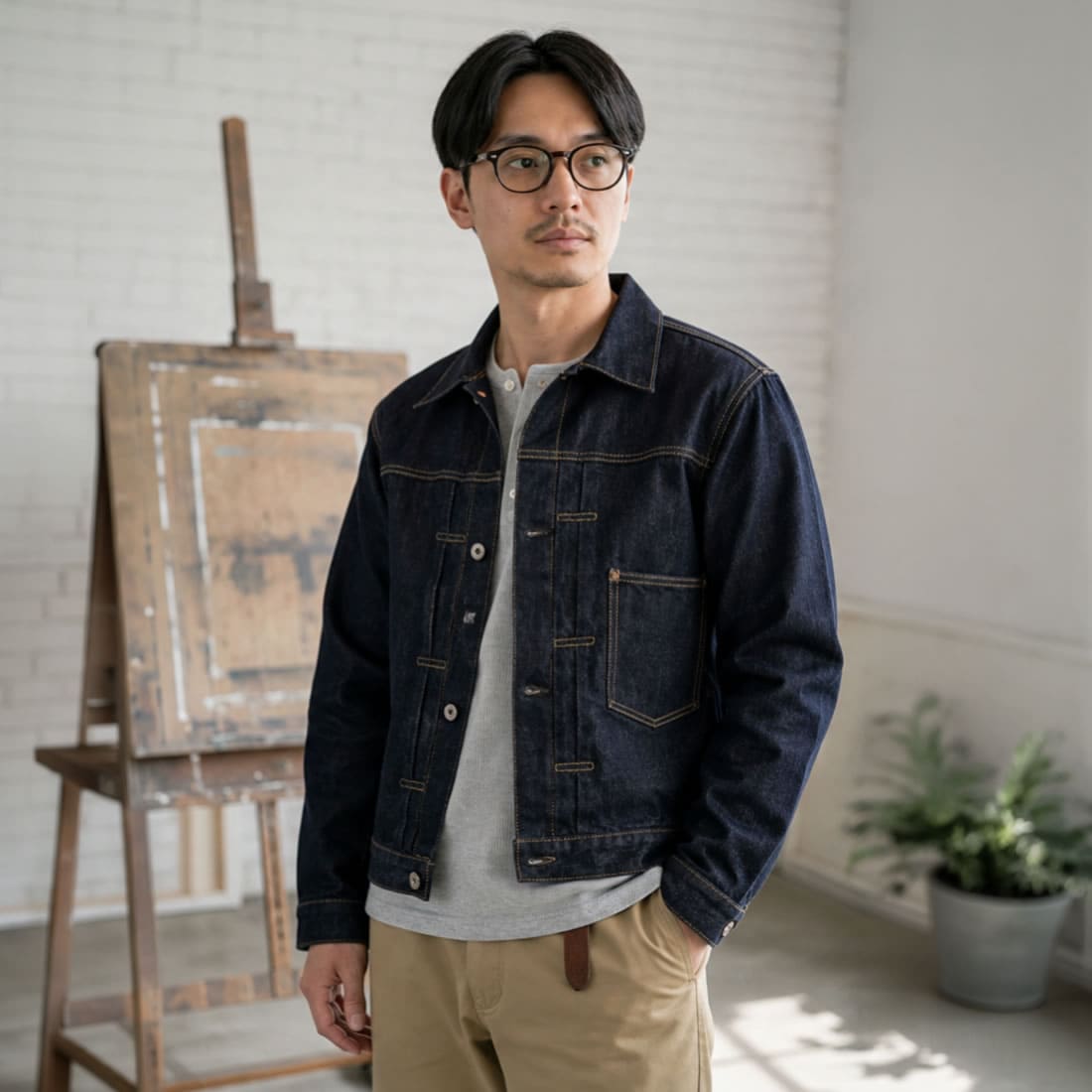 【WW2 大戦Gジャン】ステュディオ・ダ・ルチザン STUDIO D'ARTISAN D4677 16oz 大戦デニムジャケット メンズ セルヴィッジデニム Tバック 月桂樹ボタン 大戦モデル ヴィンテージ アメカジ ワンウォッシュ