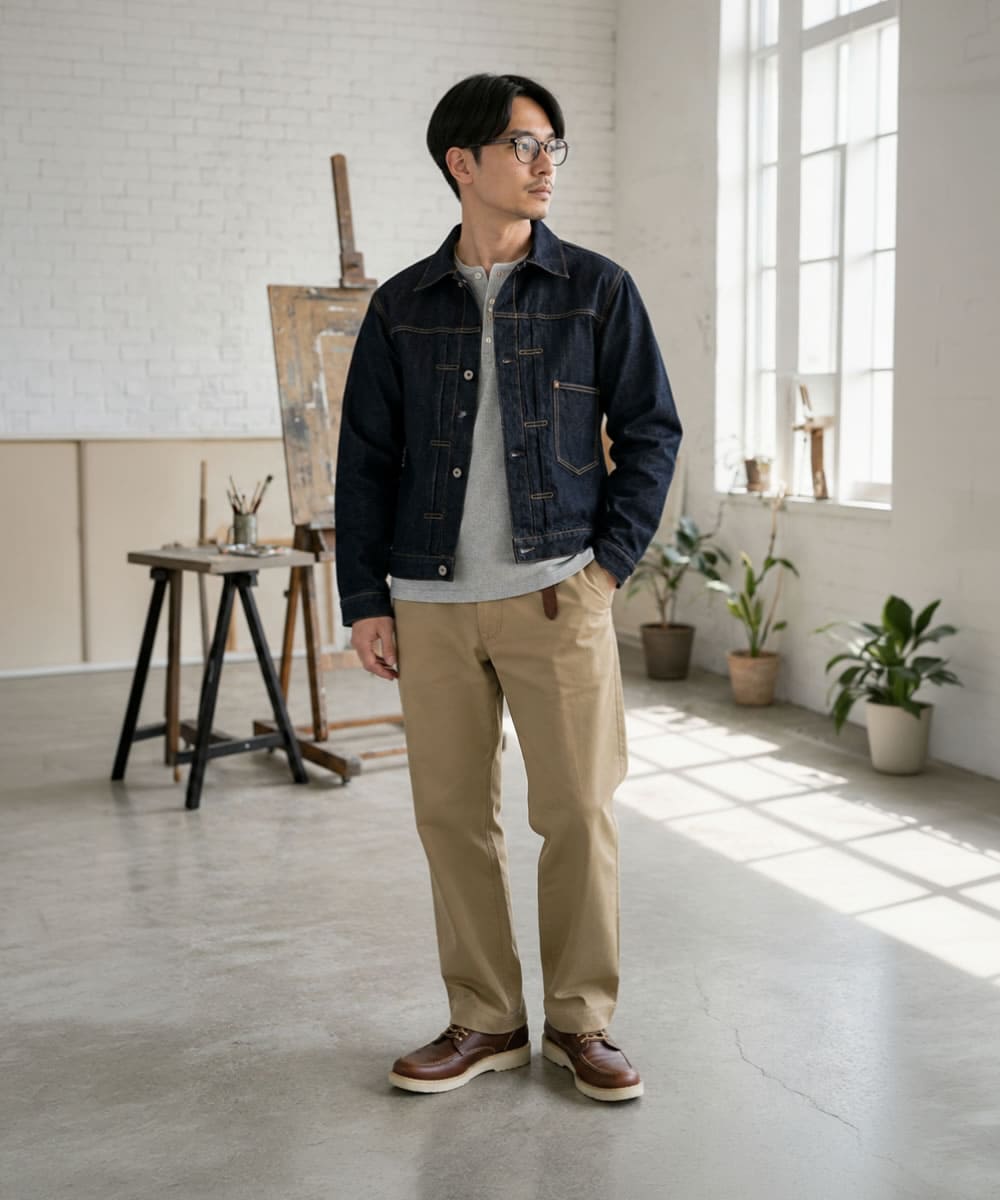 【WW2 大戦Gジャン】ステュディオ・ダ・ルチザン STUDIO D'ARTISAN D4677 16oz 大戦デニムジャケット メンズ セルヴィッジデニム Tバック 月桂樹ボタン 大戦モデル ヴィンテージ アメカジ ワンウォッシュ