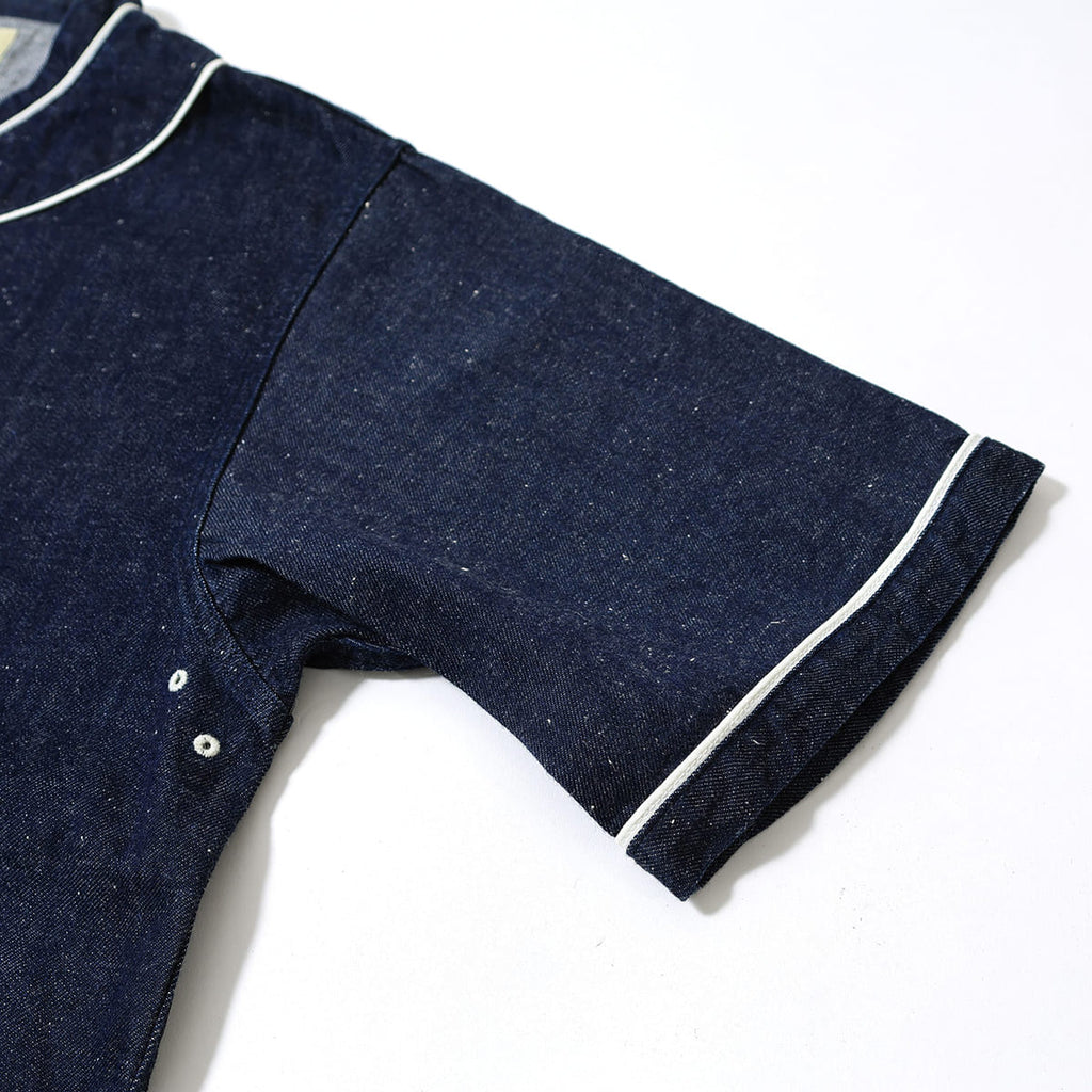 FOB FACTORY デニム ベースボールシャツ F3490 【日本製】綿麻 8oz ライトオンス 半袖 シャツ ボックスシルエット
