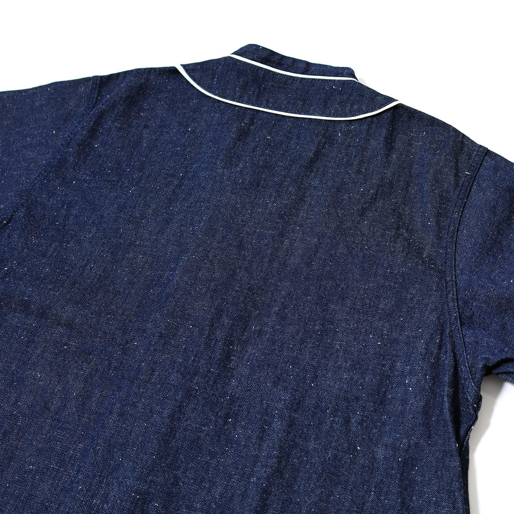 FOB FACTORY デニム ベースボールシャツ F3490 【日本製】綿麻 8oz ライトオンス 半袖 シャツ ボックスシルエット