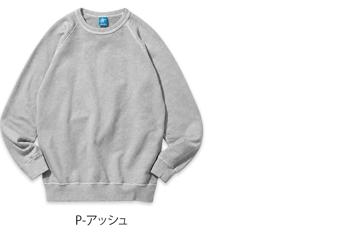 GOOD ON グッドオン 長袖 ピグメントダイ ラグランクルー スウェットシャツ GOBW-101
