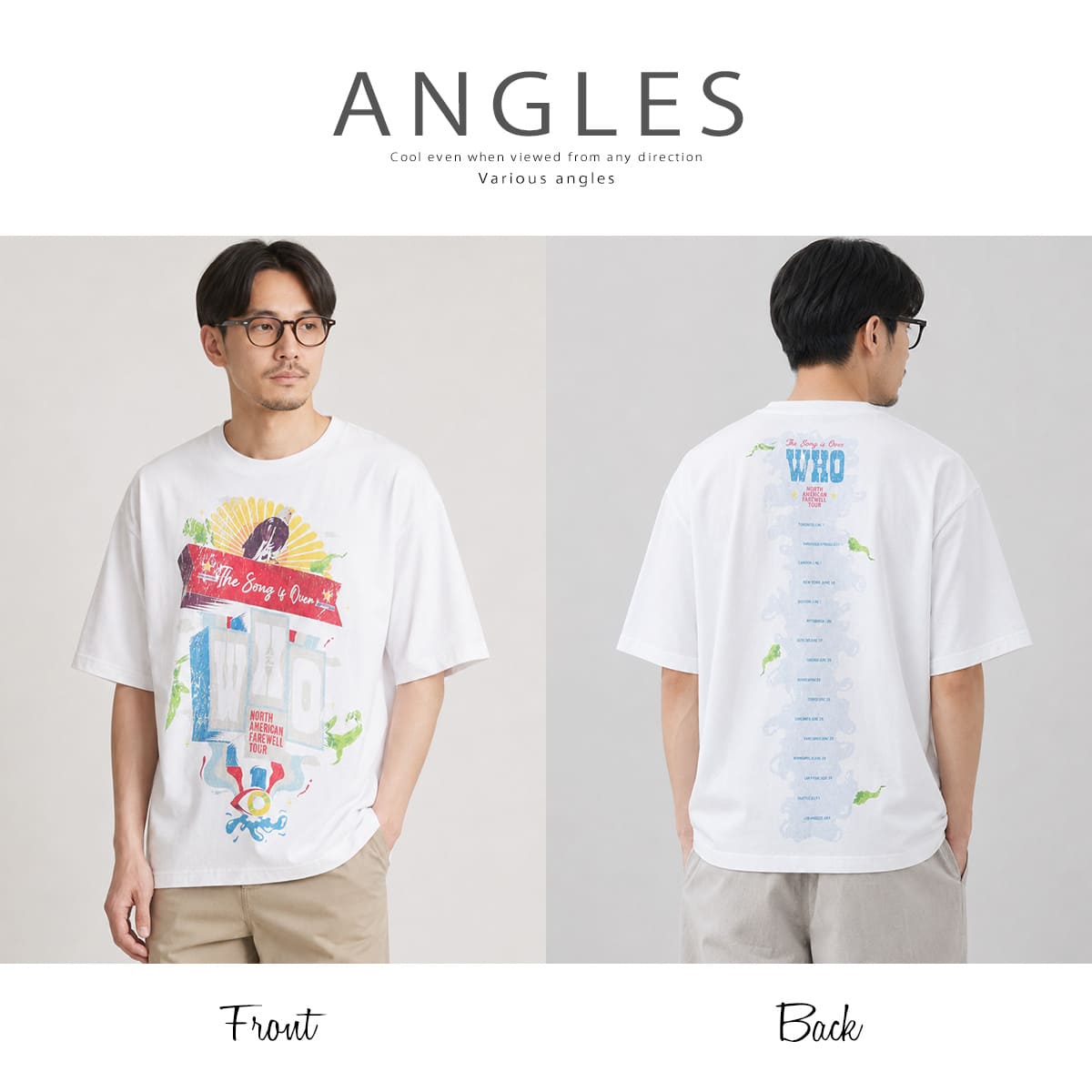 【クーポン配布中】JOHNBULL ジョンブル The Who ザ・フー オリジナルTシャツ メンズ レディース ユニセックス 半袖 プリントTシャツ ロックT バンドT ゆったり JT263C32 アメカジ おしゃれ NORTH SMRRICAN FAREWELL TOUR アーベン おしゃれ アーベン_jnb_mtt