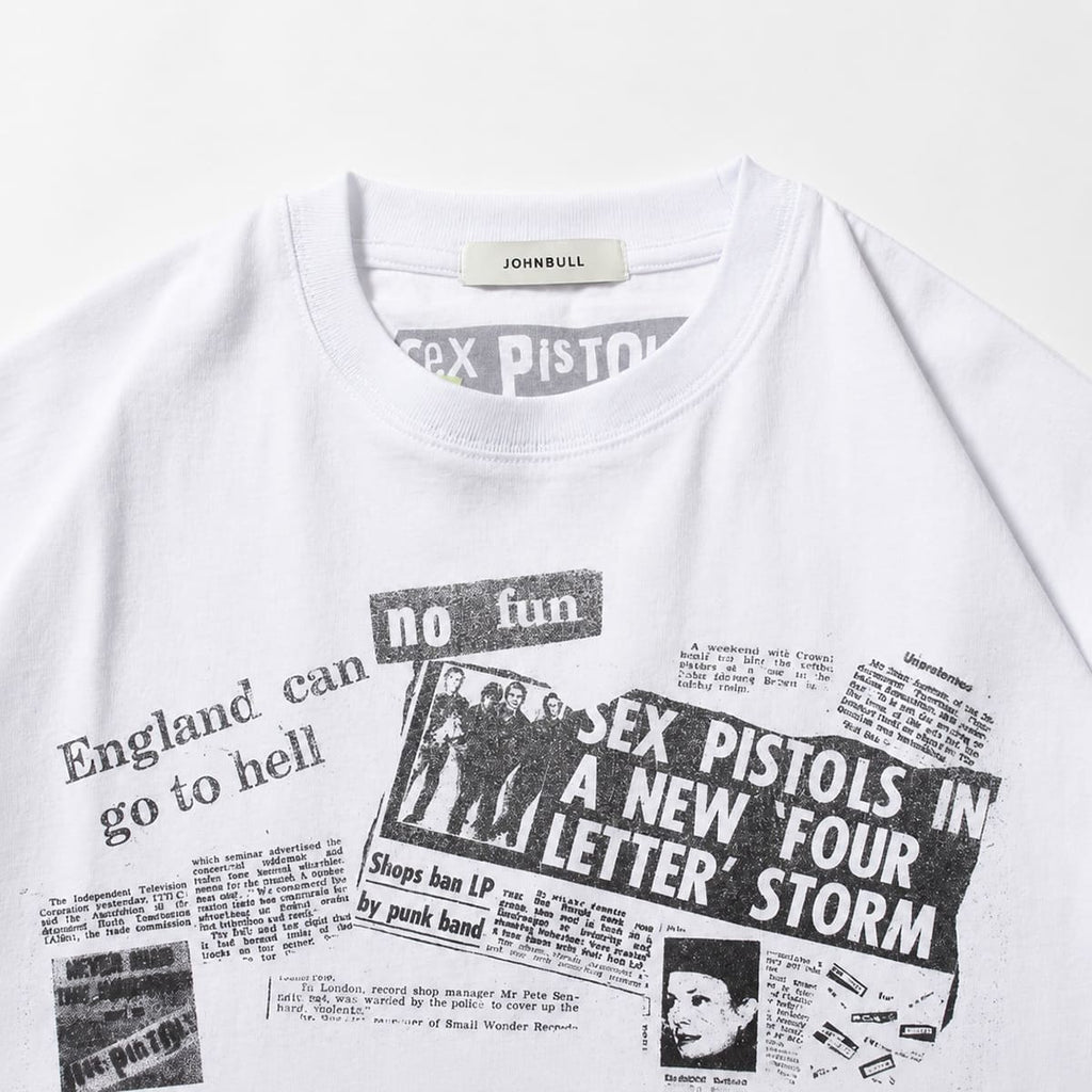 【クーポン配布中】JOHNBULL ジョンブル Sex Pistols セックスピストルズ newspaper T Tシャツ メンズ レディース ユニセックス 半袖アーティストTシャツ ロック バンドTシャツ パンクロック グラフィックTシャツ ゆったり アメカジ おしゃれ アーベン_jnb_mtt