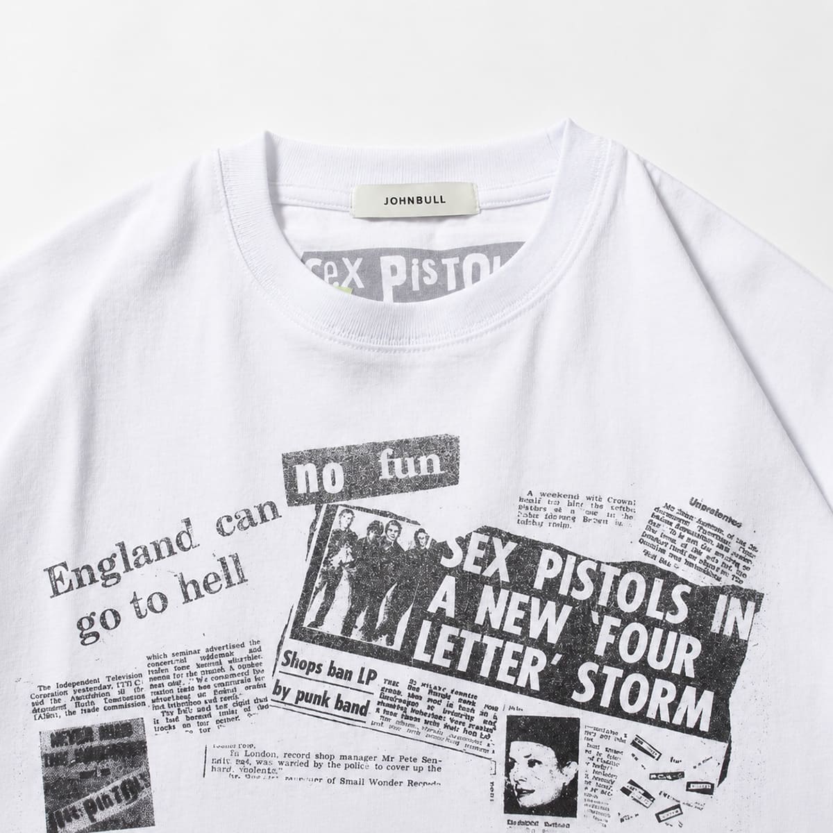 【クーポン配布中】JOHNBULL ジョンブル Sex Pistols セックスピストルズ newspaper T Tシャツ メンズ レディース ユニセックス 半袖アーティストTシャツ ロック バンドTシャツ パンクロック グラフィックTシャツ ゆったり アメカジ おしゃれ アーベン_jnb_mtt