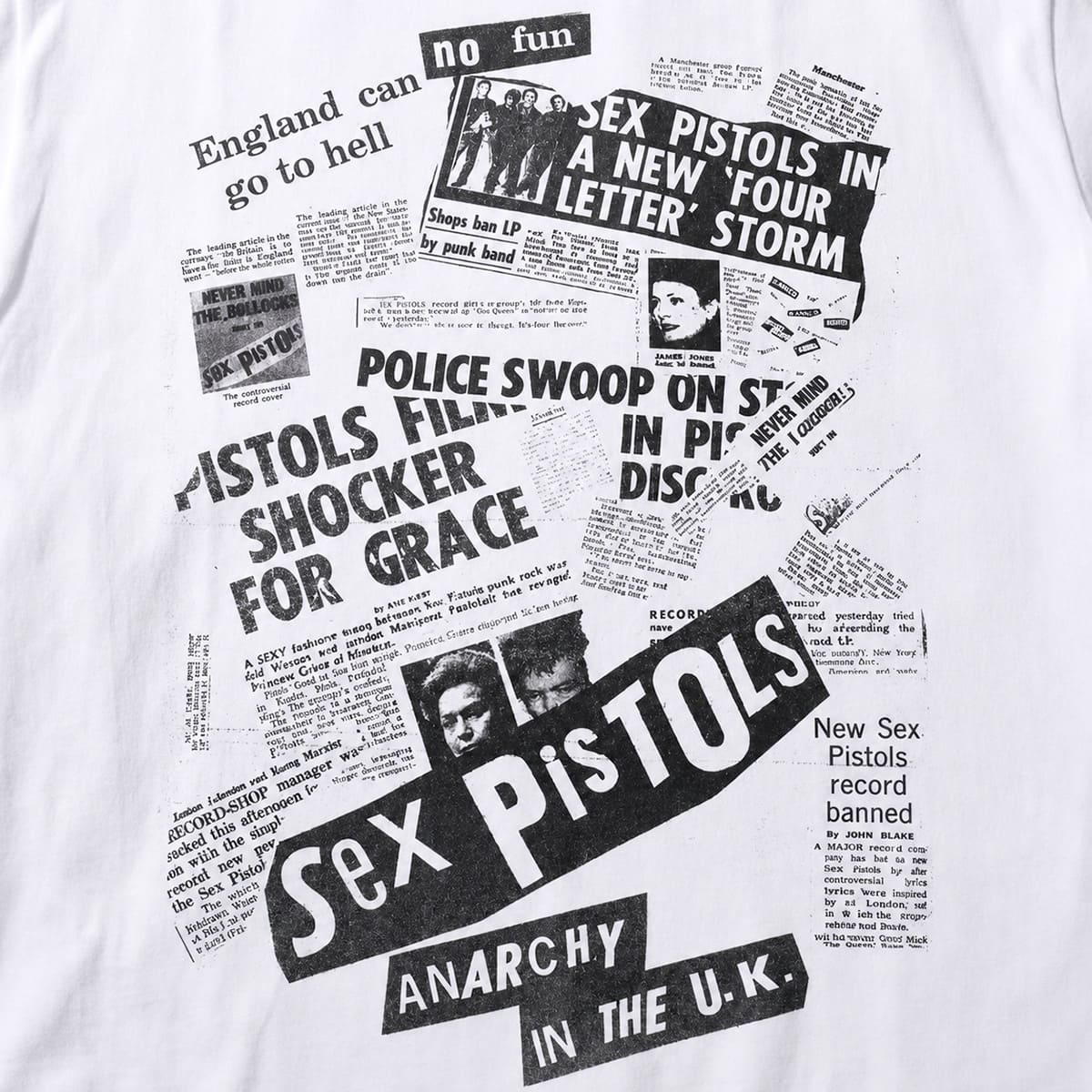 【クーポン配布中】JOHNBULL ジョンブル Sex Pistols セックスピストルズ newspaper T Tシャツ メンズ レディース ユニセックス 半袖アーティストTシャツ ロック バンドTシャツ パンクロック グラフィックTシャツ ゆったり アメカジ おしゃれ アーベン_jnb_mtt