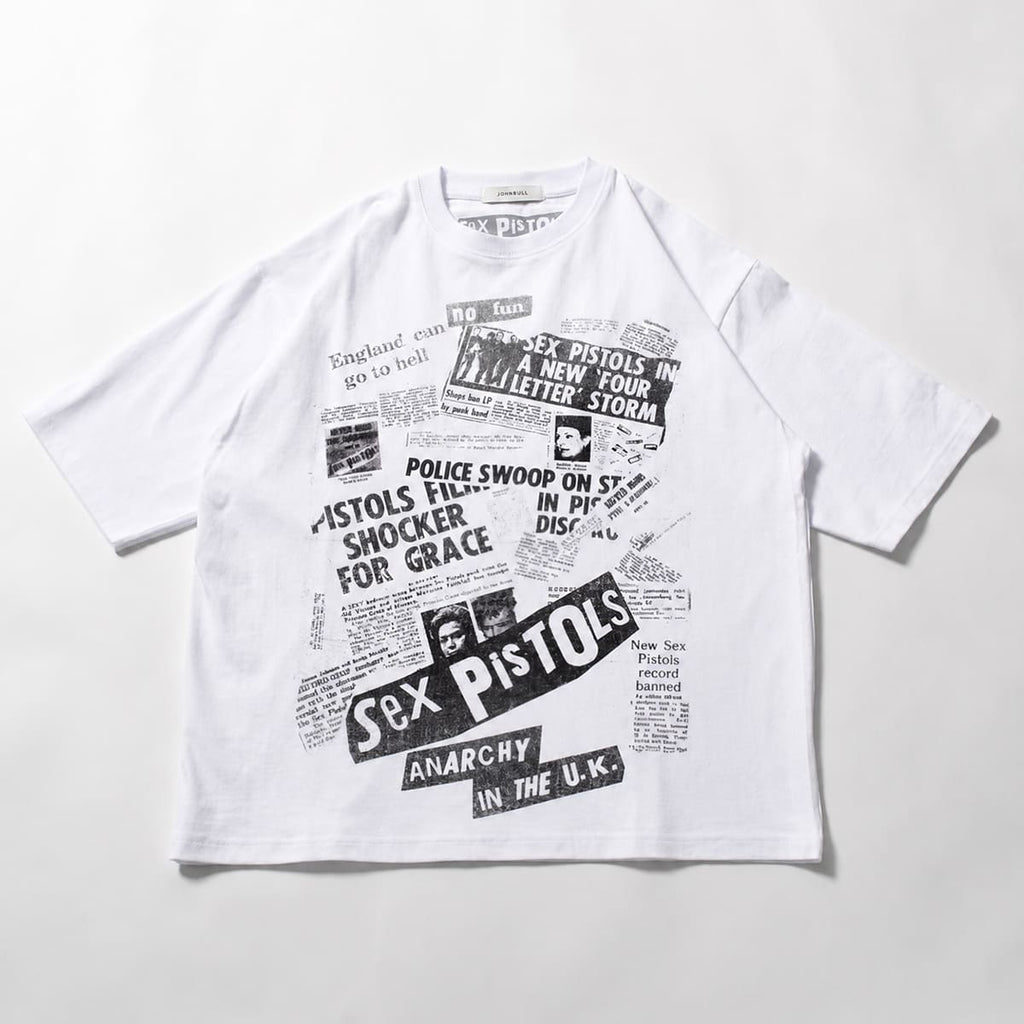 【クーポン配布中】JOHNBULL ジョンブル Sex Pistols セックスピストルズ newspaper T Tシャツ メンズ レディース ユニセックス 半袖アーティストTシャツ ロック バンドTシャツ パンクロック グラフィックTシャツ ゆったり アメカジ おしゃれ アーベン_jnb_mtt