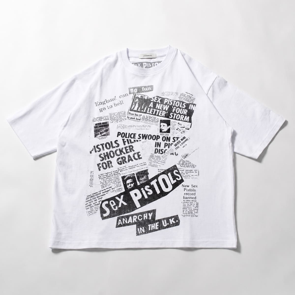 【クーポン配布中】JOHNBULL ジョンブル Sex Pistols セックスピストルズ newspaper T Tシャツ メンズ レディース ユニセックス 半袖アーティストTシャツ ロック バンドTシャツ パンクロック グラフィックTシャツ ゆったり アメカジ おしゃれ アーベン_jnb_mtt
