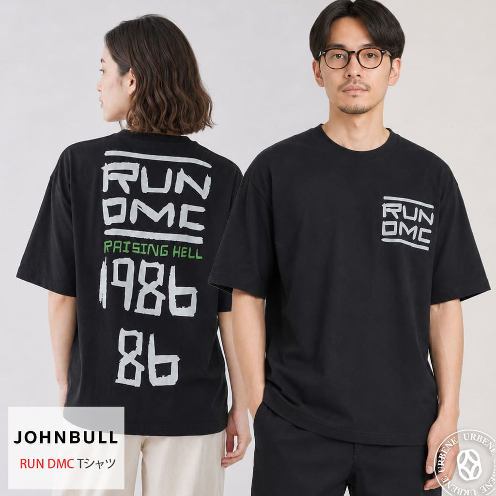 【クーポン配布中】JOHNBULL ジョンブル RUN DMC Tシャツ メンズ レディース 半袖 プリントTシャツ アーティストTシャツ バンドTシャツ ロックTシャツ ヒップホップ Run-D.M.C. ユニセックス オーバーサイズ アメカジ ストリート おしゃれ アーベン_jnb_mtt
