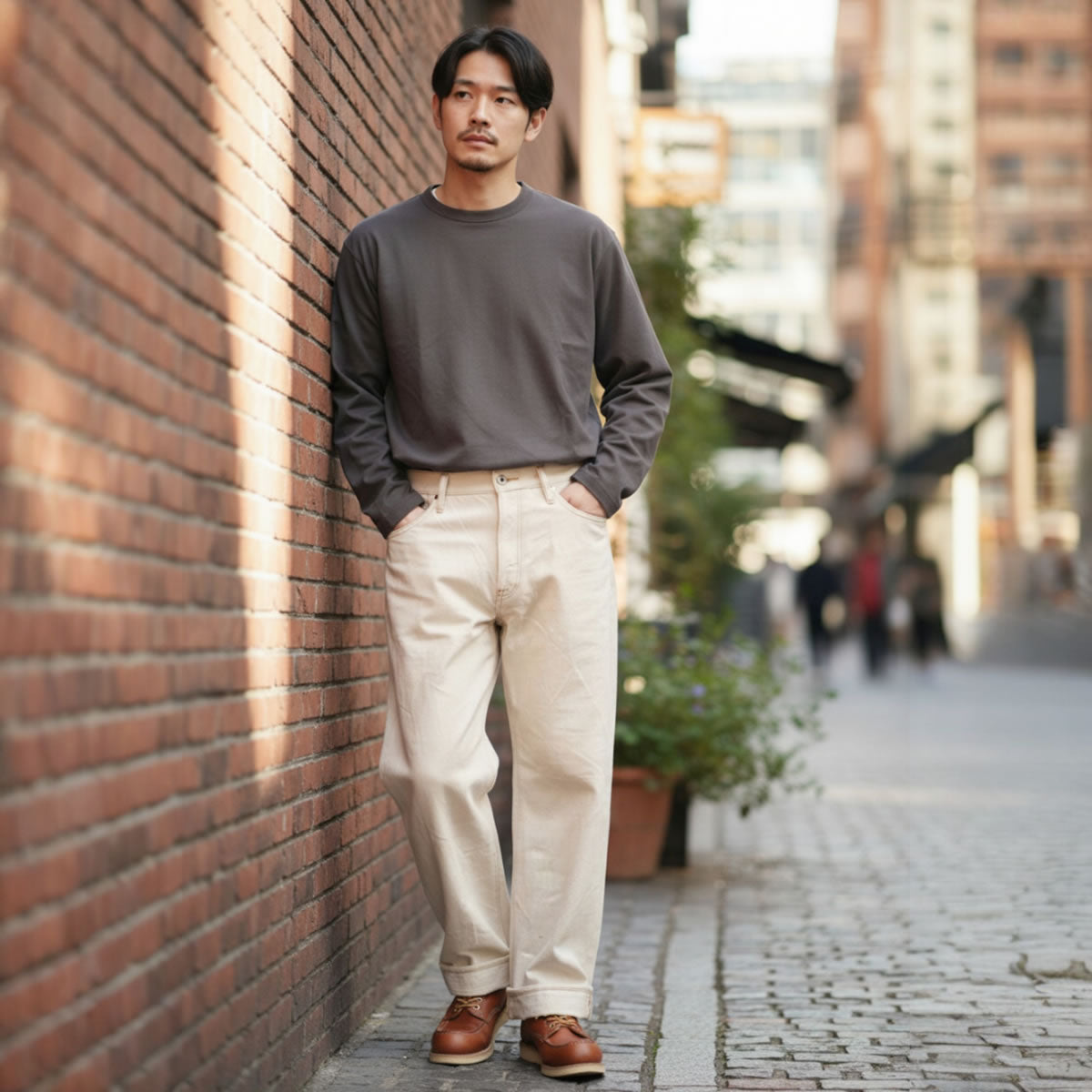 【 地球と共生するジーンズ 】BIG JOHN ビッグジョン 生成り キナリ ワイルドダック ワイドストレートジーンズ 16oz セルビッチデニムパンツ 落ち綿 グリーンレーベル ( M1012RC (66) ) 未染色 ナチュラル WILD DUCK JEANS ボタンフライ メンズ 日本製