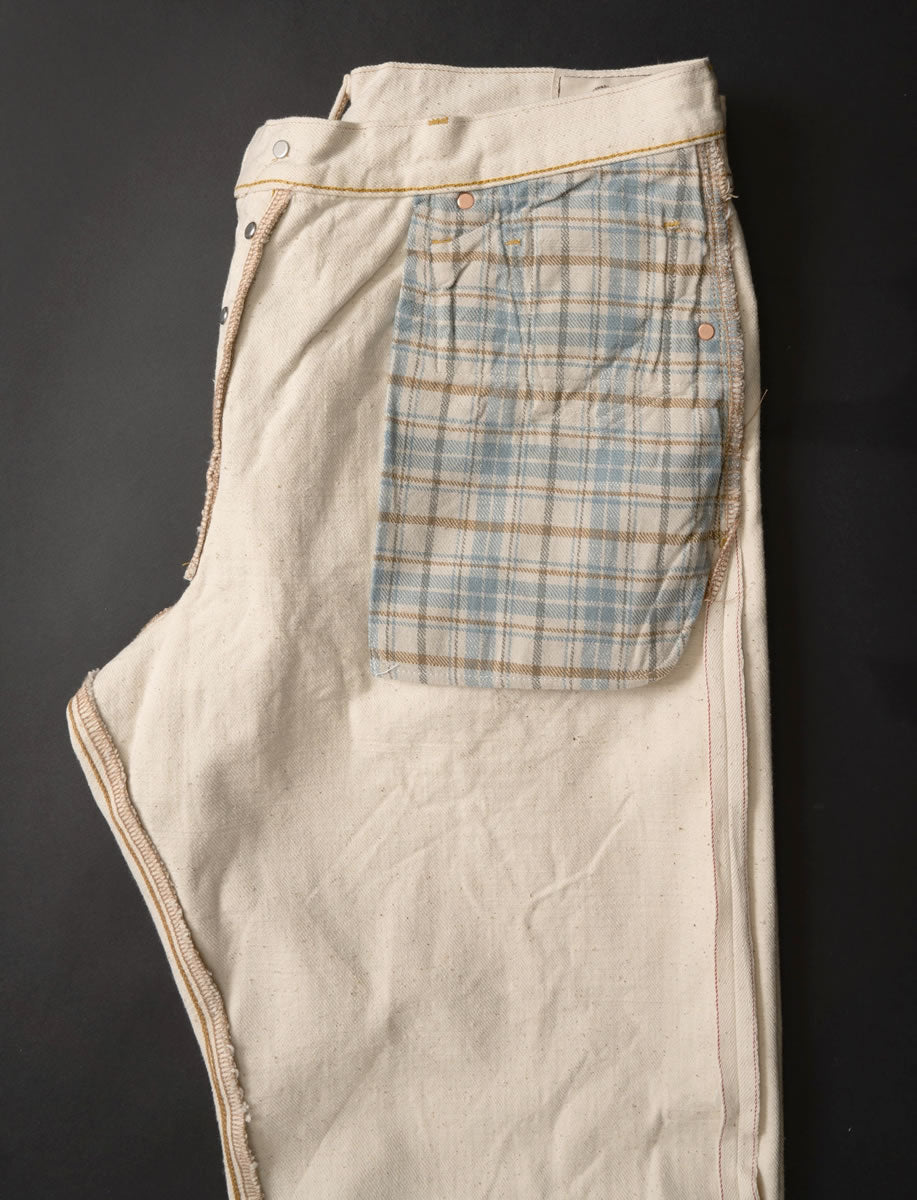 【 地球と共生するジーンズ 】BIG JOHN ビッグジョン 生成り キナリ ワイルドダック ワイドストレートジーンズ 16oz セルビッチデニムパンツ 落ち綿 グリーンレーベル ( M1012RC (66) ) 未染色 ナチュラル WILD DUCK JEANS ボタンフライ メンズ 日本製