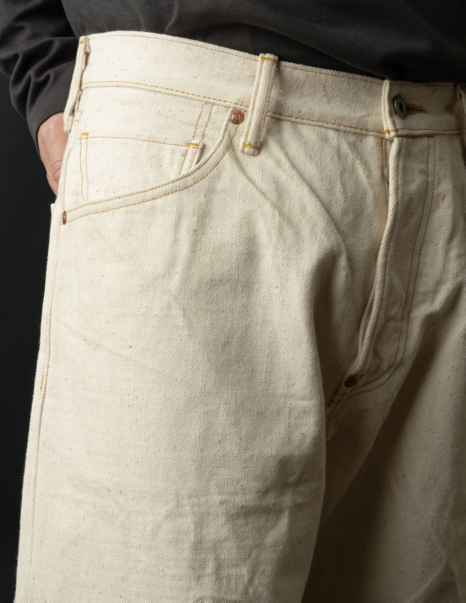 【 地球と共生するジーンズ 】BIG JOHN ビッグジョン 生成り キナリ ワイルドダック ワイドストレートジーンズ 16oz セルビッチデニムパンツ 落ち綿 グリーンレーベル ( M1012RC (66) ) 未染色 ナチュラル WILD DUCK JEANS ボタンフライ メンズ 日本製