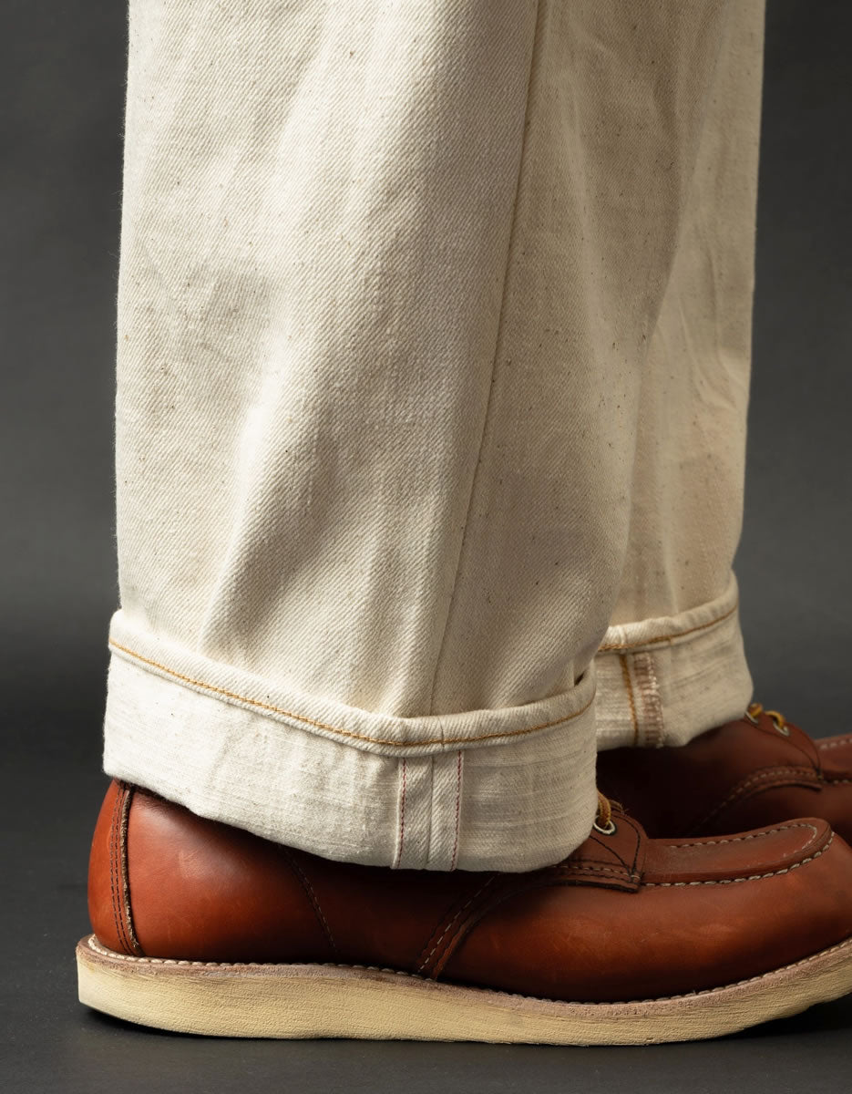 【 地球と共生するジーンズ 】BIG JOHN ビッグジョン 生成り キナリ ワイルドダック ワイドストレートジーンズ 16oz セルビッチデニムパンツ 落ち綿 グリーンレーベル ( M1012RC (66) ) 未染色 ナチュラル WILD DUCK JEANS ボタンフライ メンズ 日本製