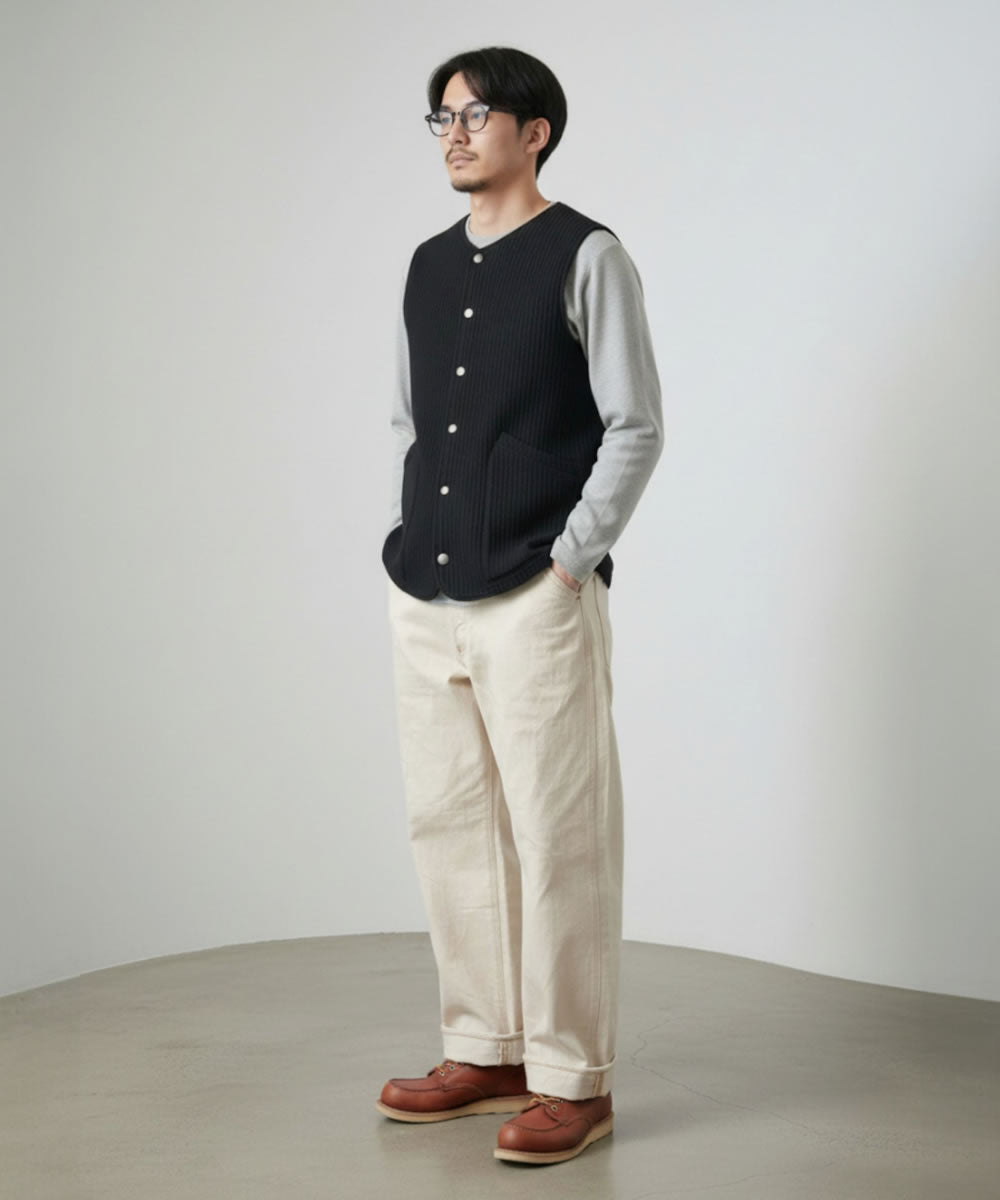 【 地球と共生するジーンズ 】BIG JOHN ビッグジョン 生成り キナリ ワイルドダック ワイドストレートジーンズ 16oz セルビッチデニムパンツ 落ち綿 グリーンレーベル ( M1012RC (66) ) 未染色 ナチュラル WILD DUCK JEANS ボタンフライ メンズ 日本製