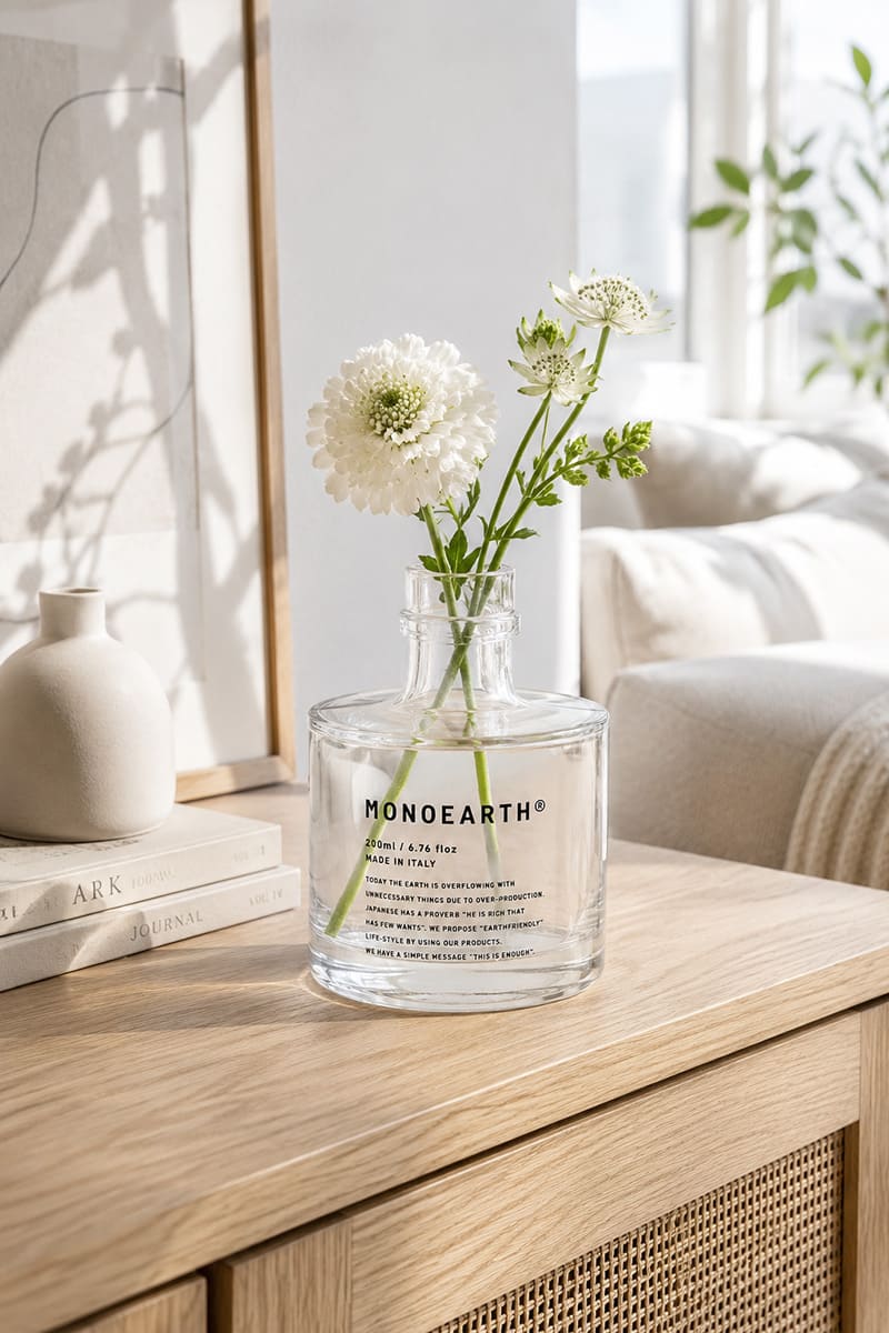 MONOEARTH イタリアンリードディフューザーボトル LIA 200ml ガラス製 ディフューザー容器