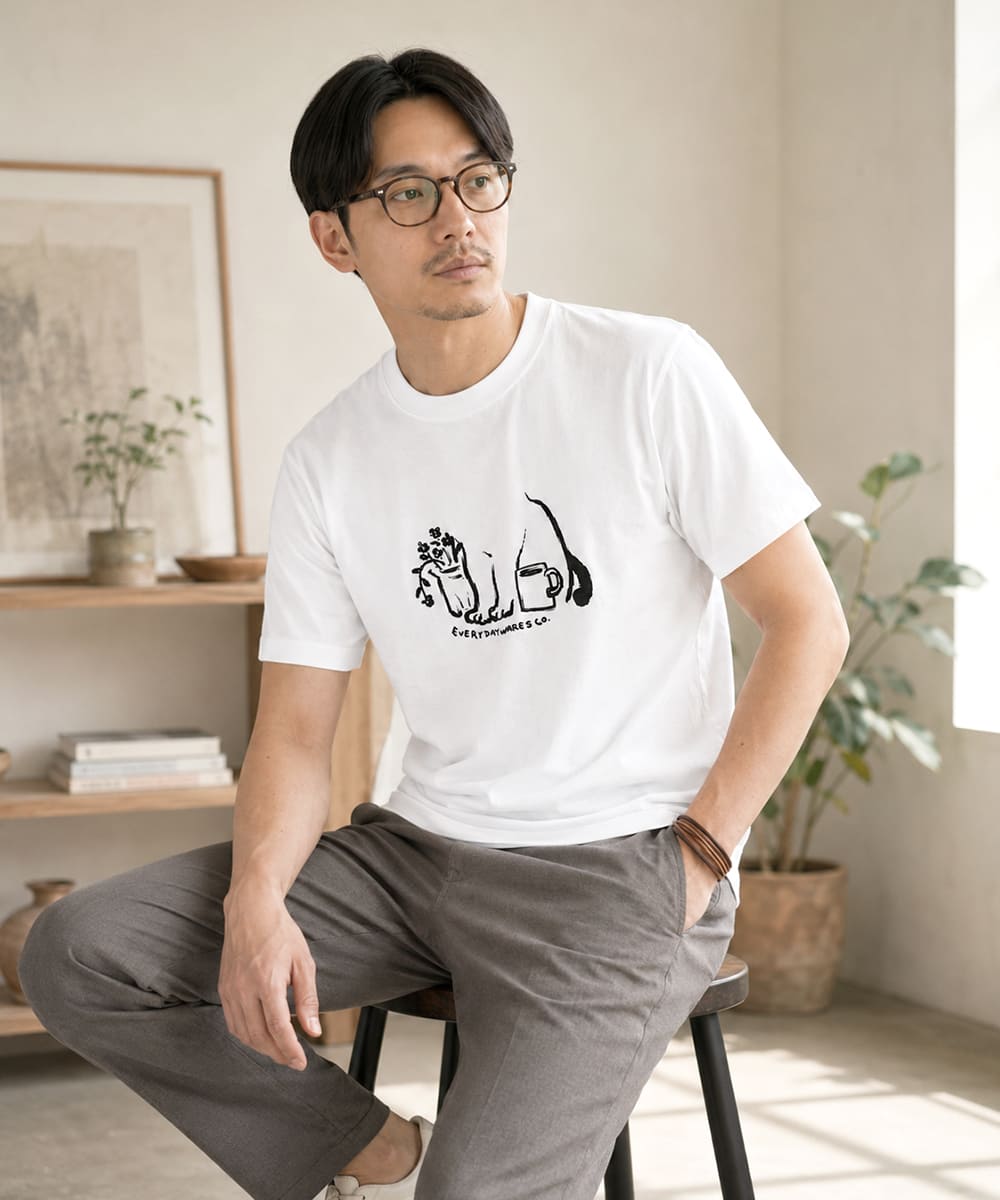 GOOD ON グッドオン デイリーウィズキャット ショートスリーブTシャツ Daily with Cat