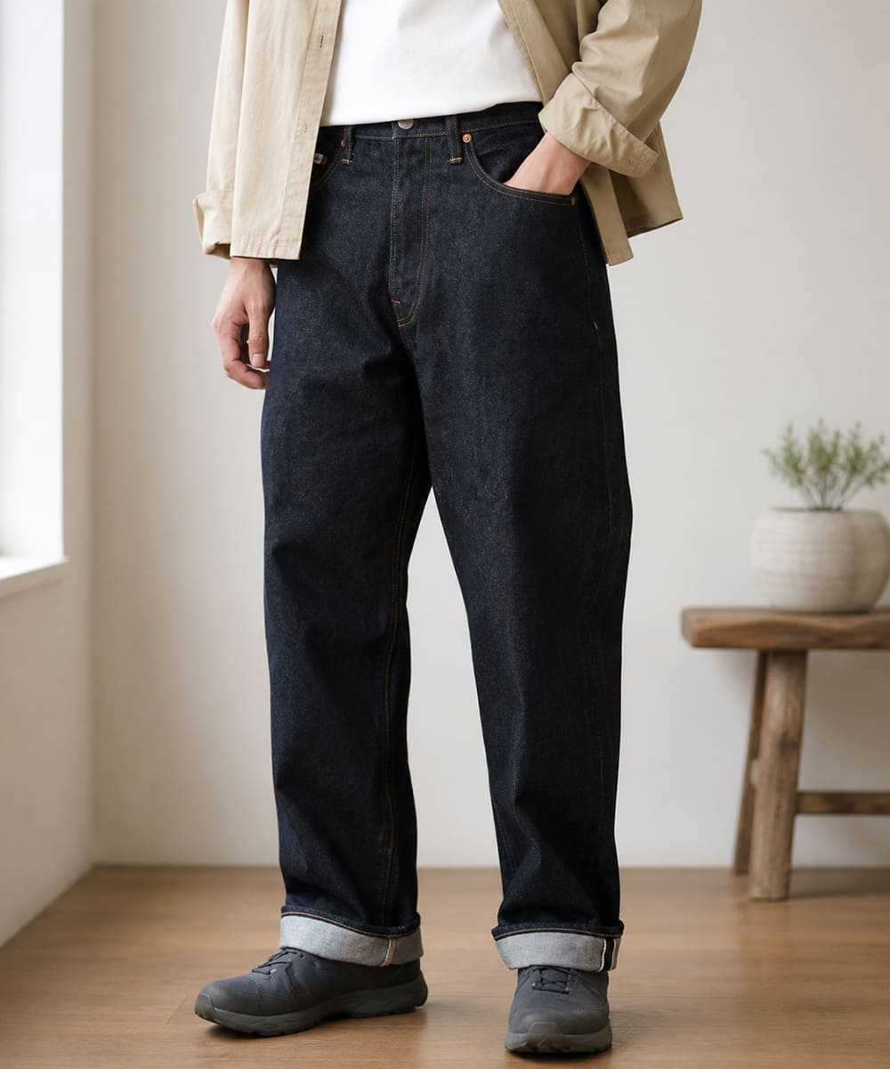 STUDIO D'ARTISAN SD-104 100番台15oz右綾セルヴィッジデニム リラックスワイドストレートジーンズ